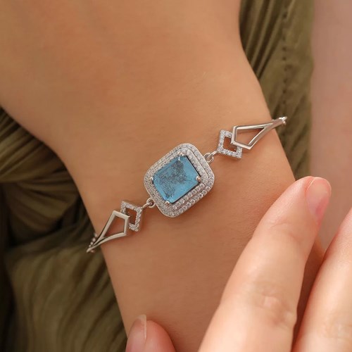 İpek Silver 925 Ayar Gümüş Zirkon Taşlı Şık Bileklik Silver EBO641