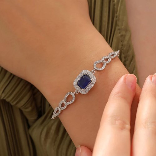 İpek Silver 925 Ayar Gümüş Zirkon Taşlı Damla Motifli Bileklik Silver EBO642