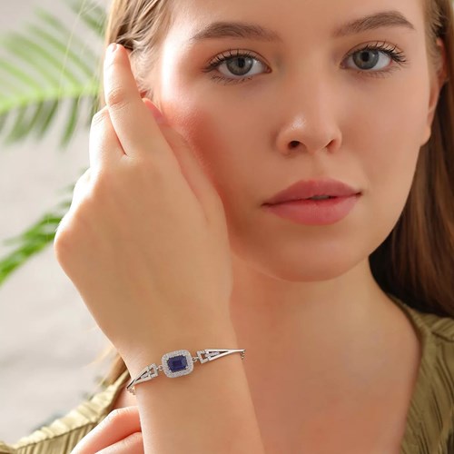 İpek Silver 925 Ayar Zirkon Taşı Süslemeli Gümüş Bileklik Silver EBO643