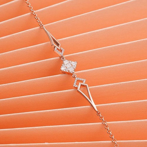 İpek Silver 925 Ayar Zirkon Taşlı Kare Bileklik Rose ESBO451