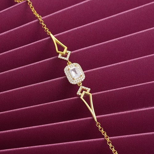 İpek Silver 925 Ayar Zirkon Taşlı Baget Bileklik Rose Gold ESBO459
