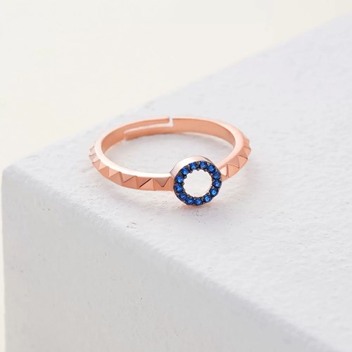 İpek Silver 925 Ayar Zirkon Taş Ayarlanabilir Gümüş Yüzük Rose ESIPY303