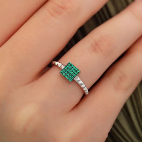 İpek Silver 925 Ayar Zirkon Taş Ayarlanabilir Gümüş Yüzük Silver ESIPY319