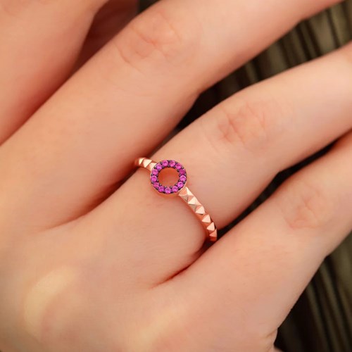İpek Silver 925 Ayar Zirkon Taş Ayarlanabilir Gümüş Yüzük Rose ESIPY330