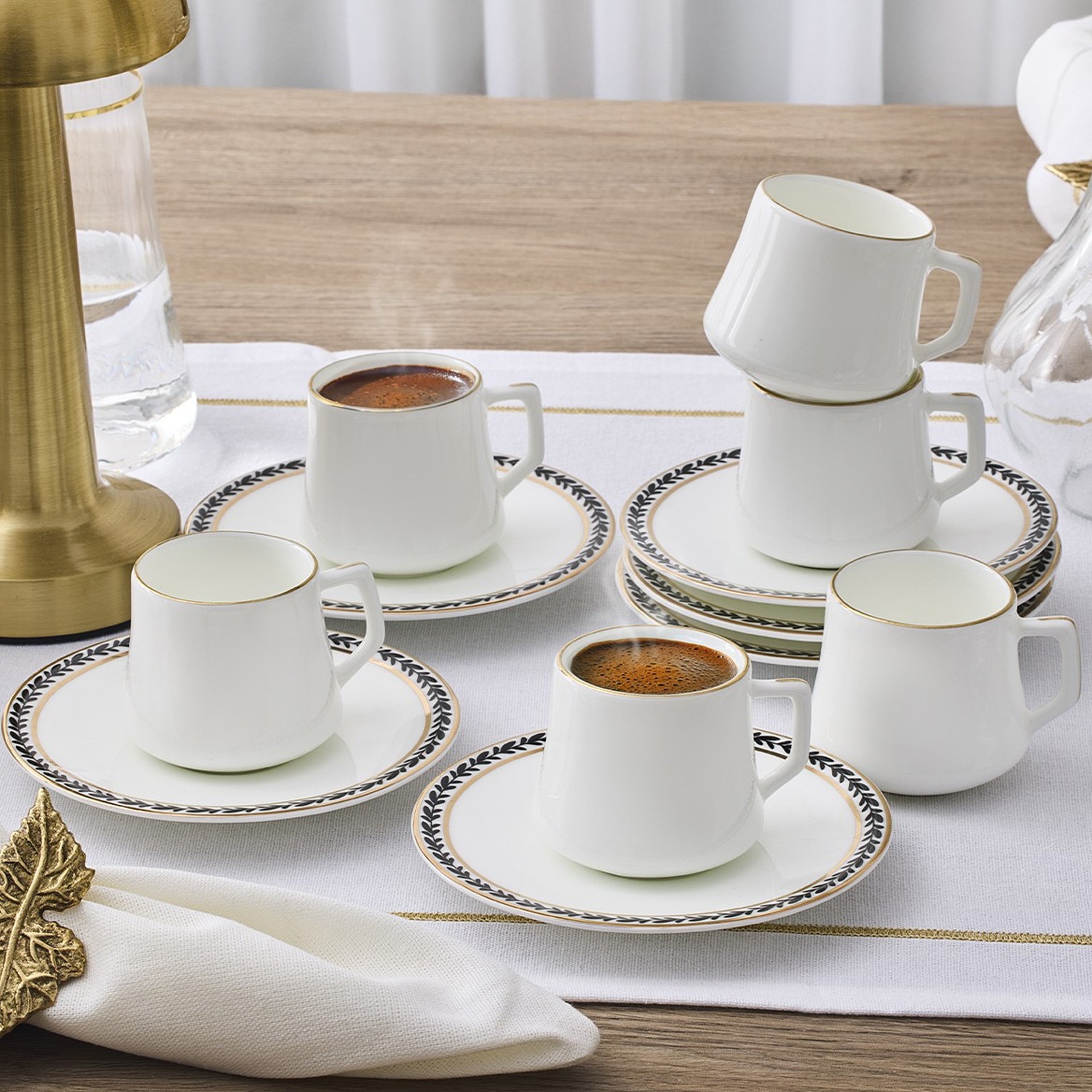 Evaliza Alaia Olive Gold 6 Kişilik Kahve Fincan Takımı