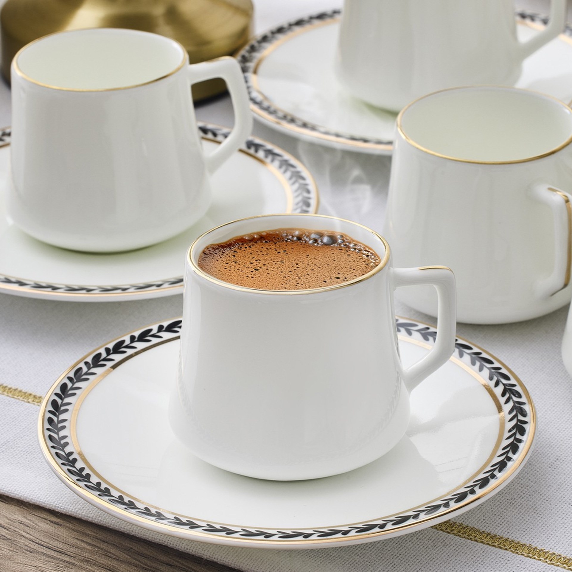 Evaliza Alaia Olive Gold 6 Kişilik Kahve Fincan Takımı