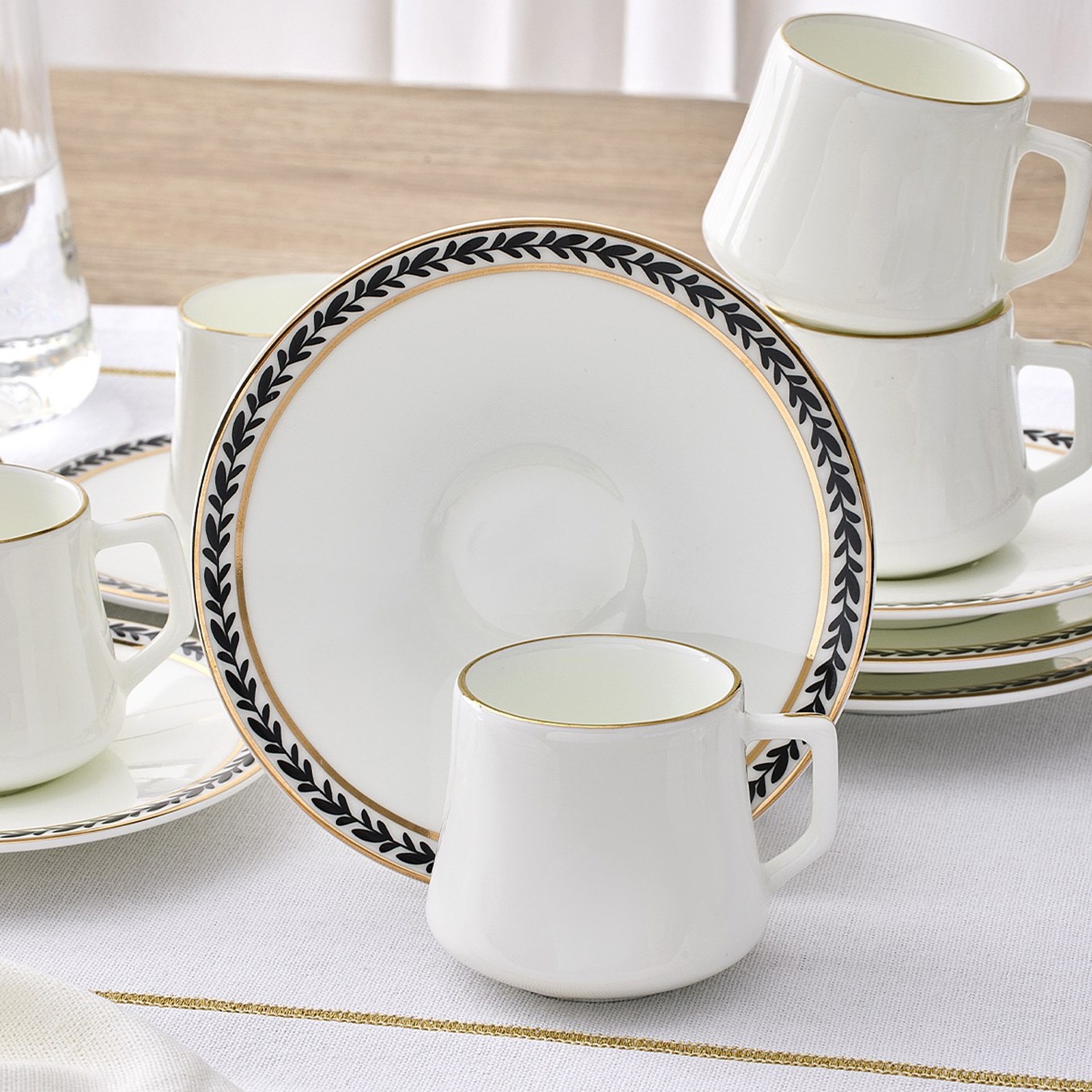 Evaliza Alaia Olive Gold 6 Kişilik Kahve Fincan Takımı