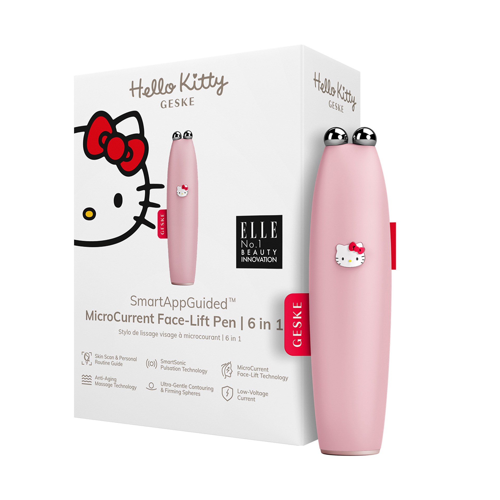 Geske Hello Kitty 6si 1 Arada Mikro Akım Yüz Germe Kalemi Pembe