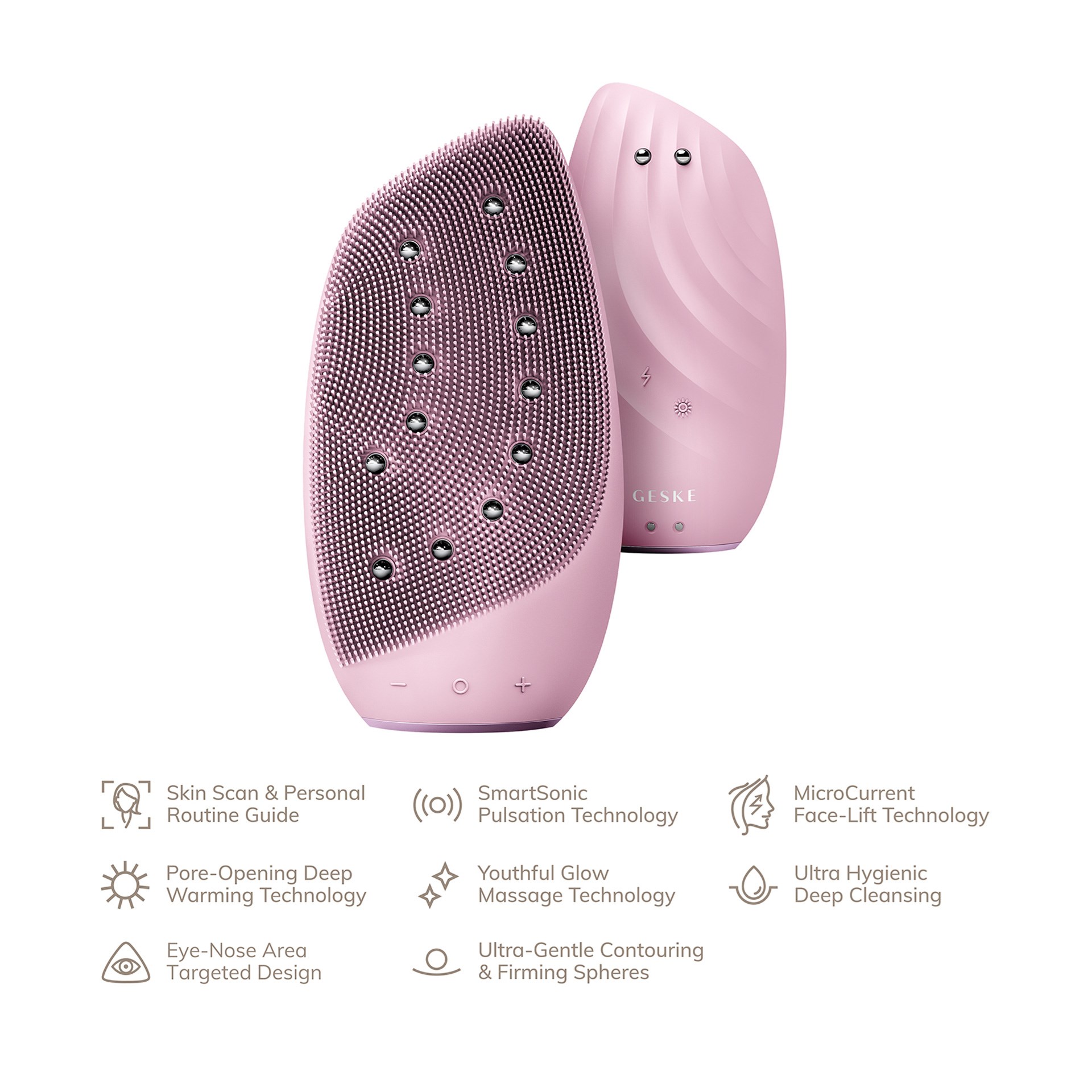 Geske Sonic Thermo Yüz Temizleme Ve Germe 8i 1 Arada Pembe