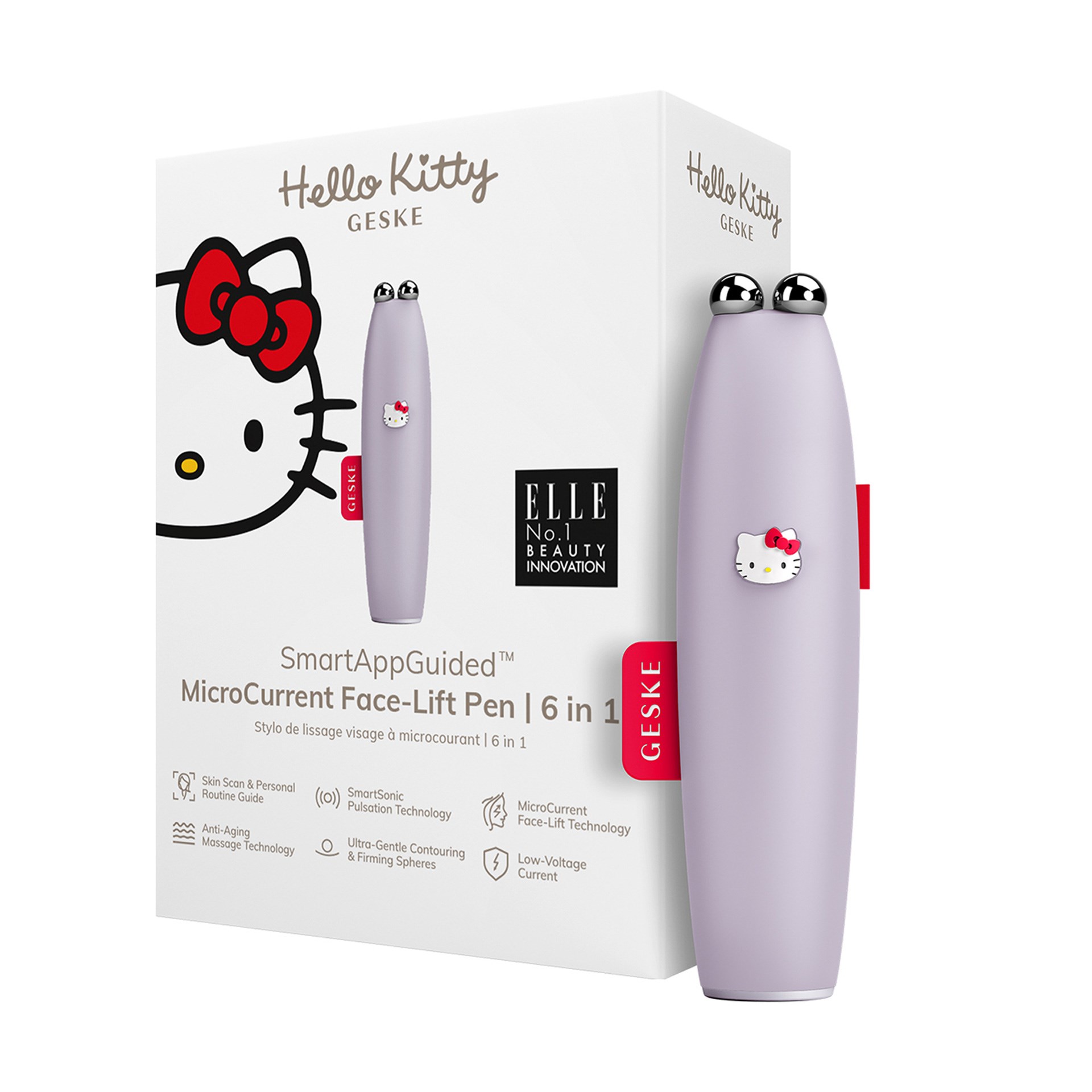 Geske Hello Kitty 6si 1 Arada Mikro Akım Yüz Germe Kalemi Mor