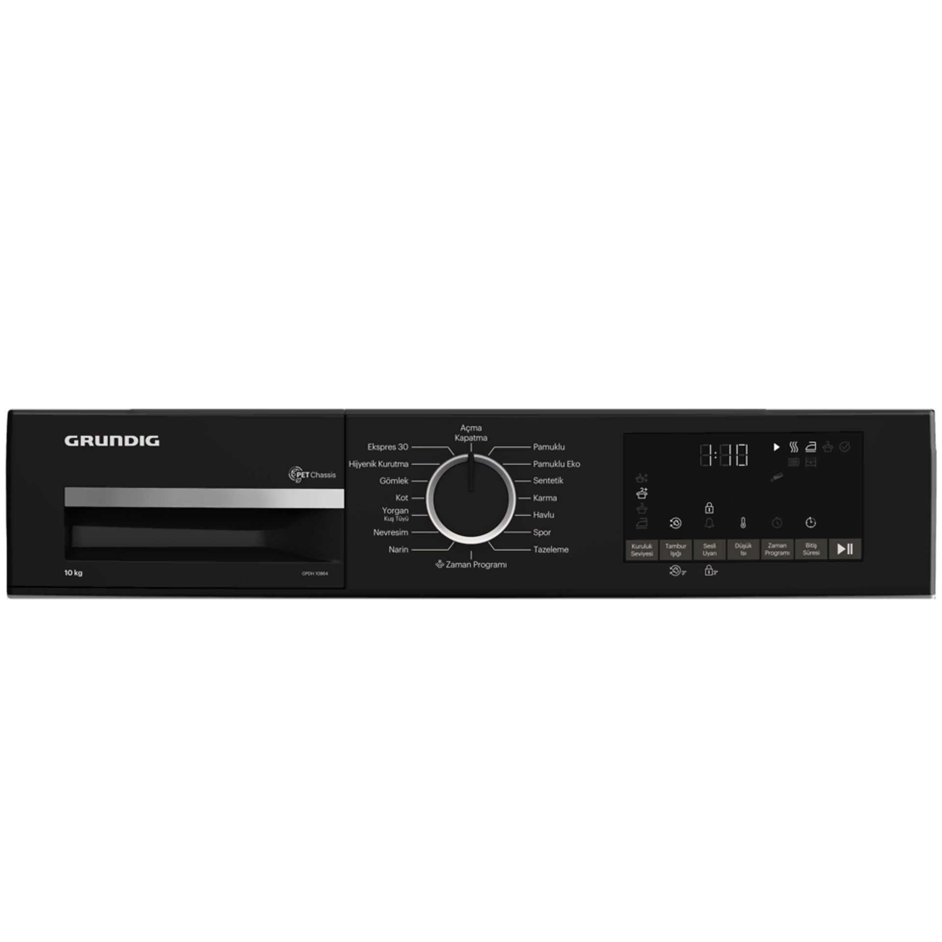Grundig GPDH-10864 D Sınıfı 10 kg Çamaşır Kurutma Makinesi Beyaz