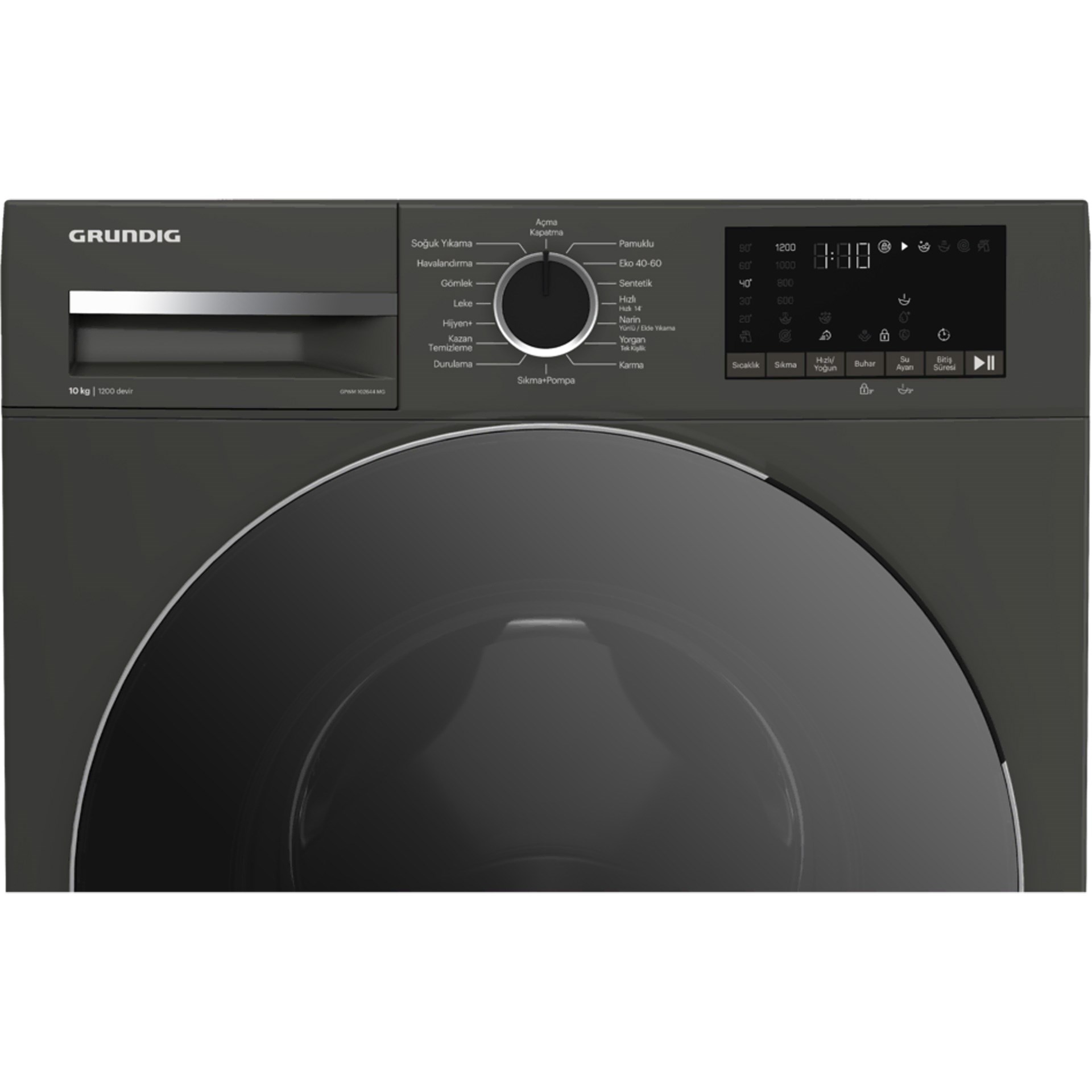 Grundig GPWM-102644MG A Sınıfı 10 kg Çamaşır Makinesi Siyah