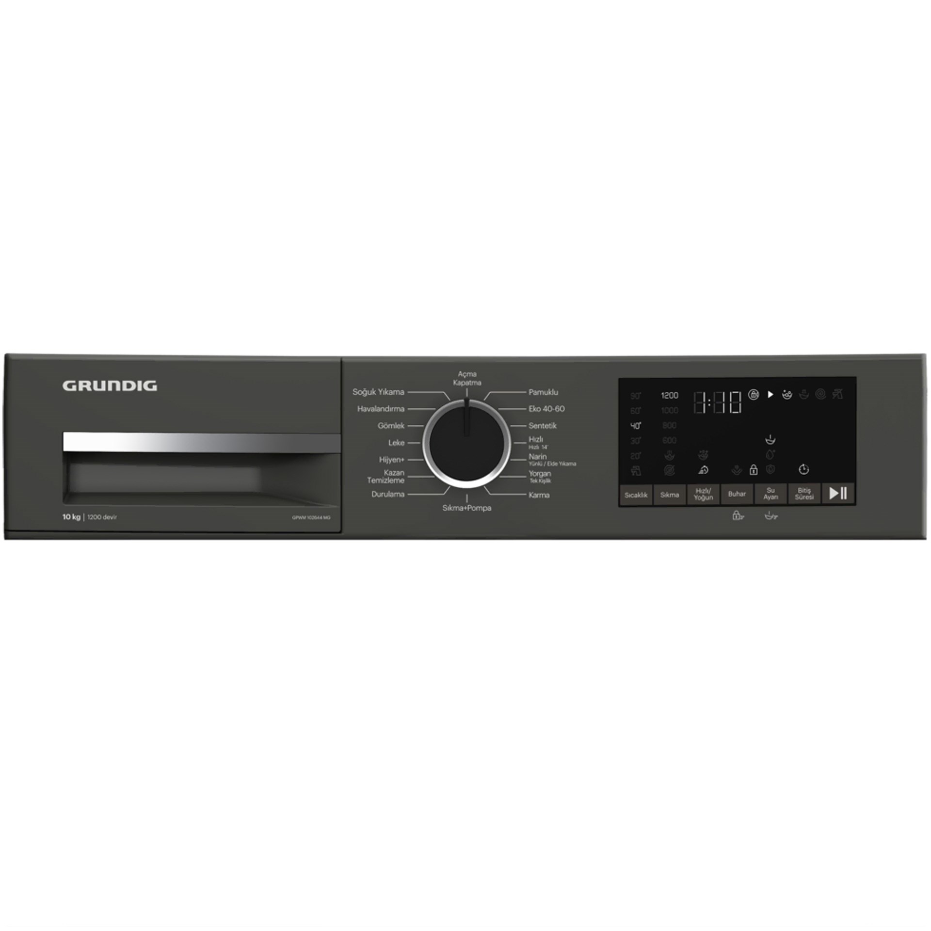 Grundig GPWM-102644MG A Sınıfı 10 kg Çamaşır Makinesi Siyah