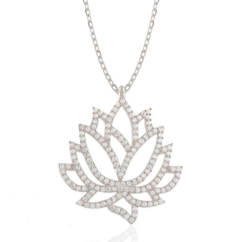 İpek Silver Gümüş Lotus Çiçeği Kolye EH970