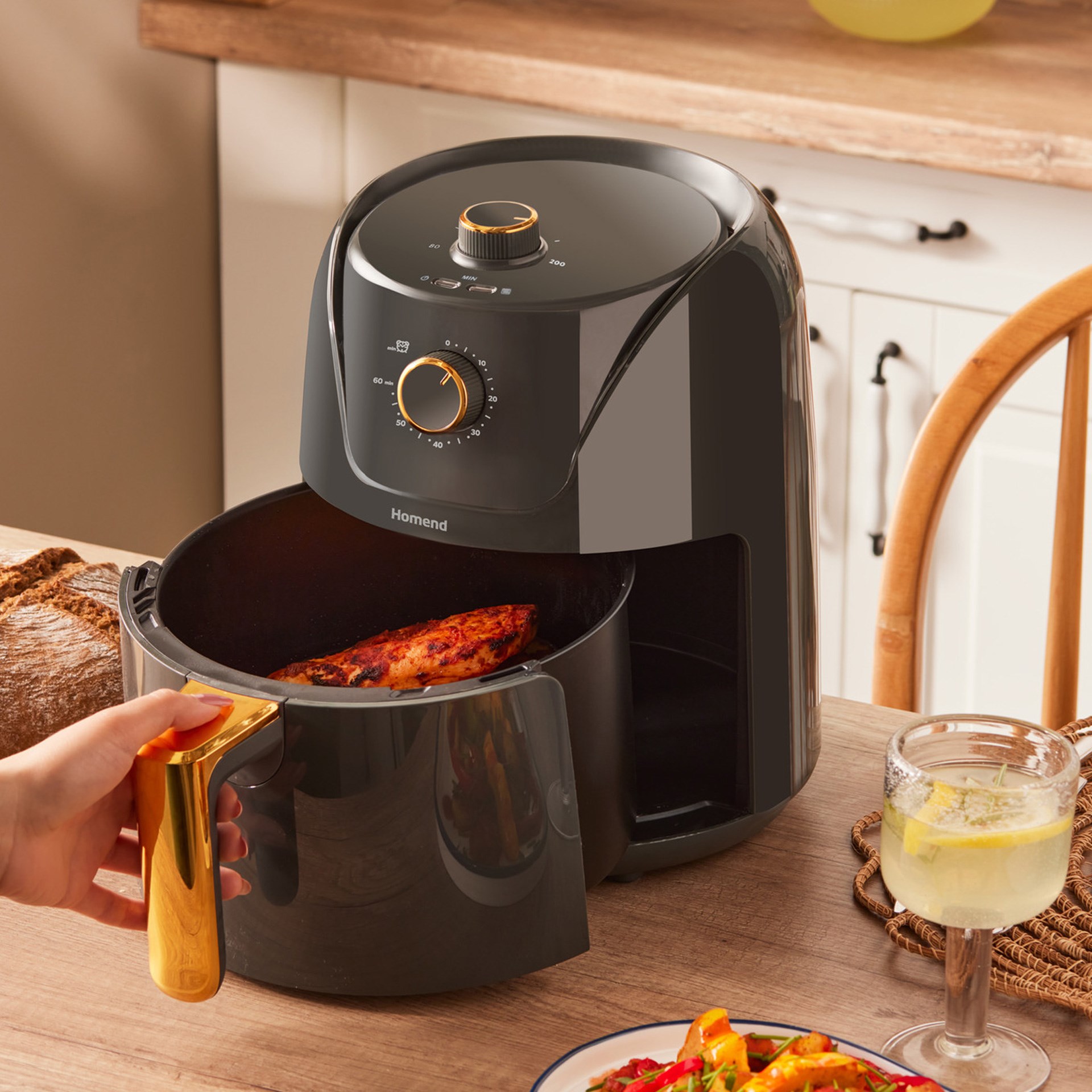 Homend 2505H 8 Farklı Programlı Airfryer Antrasit