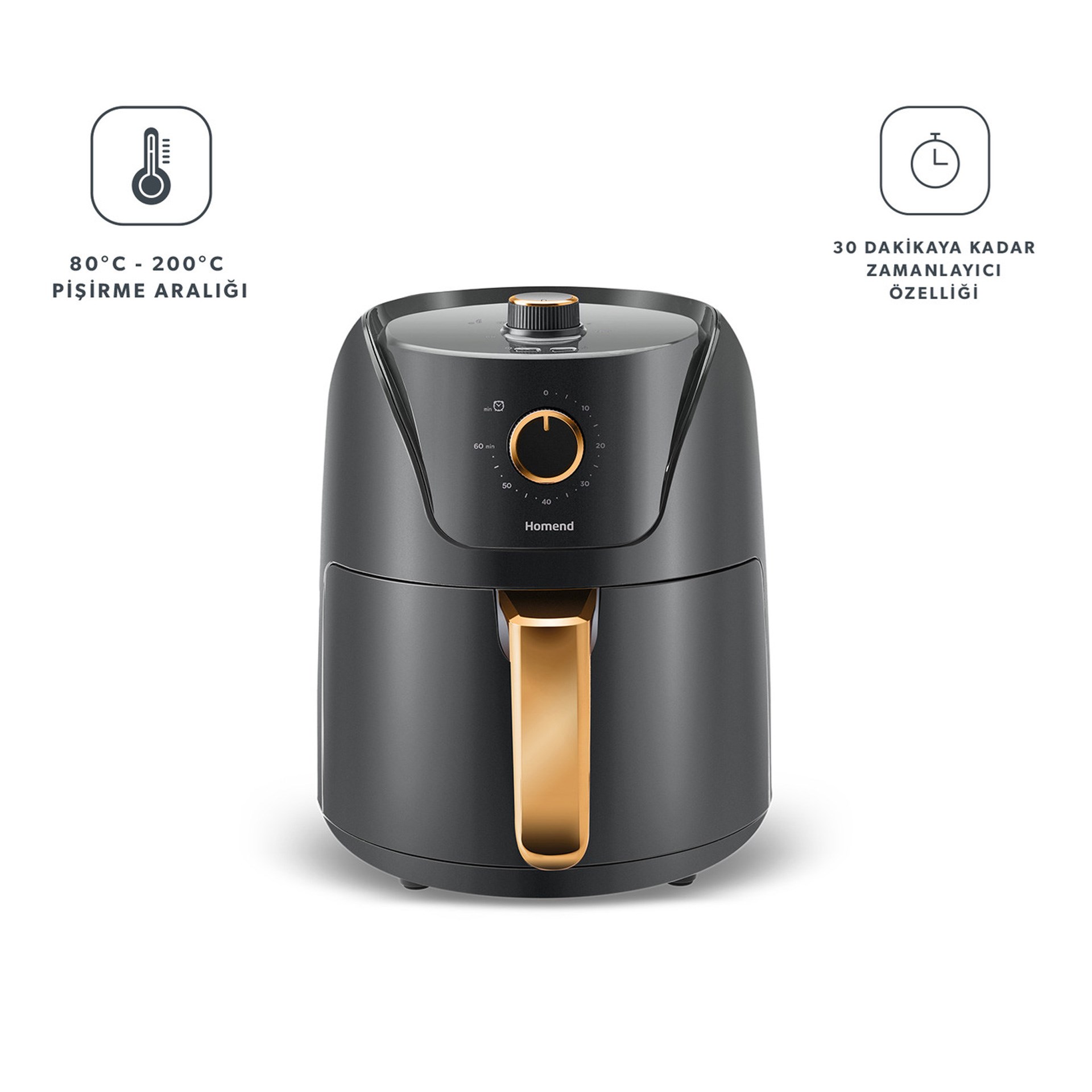 Homend 2505H 8 Farklı Programlı Airfryer Antrasit
