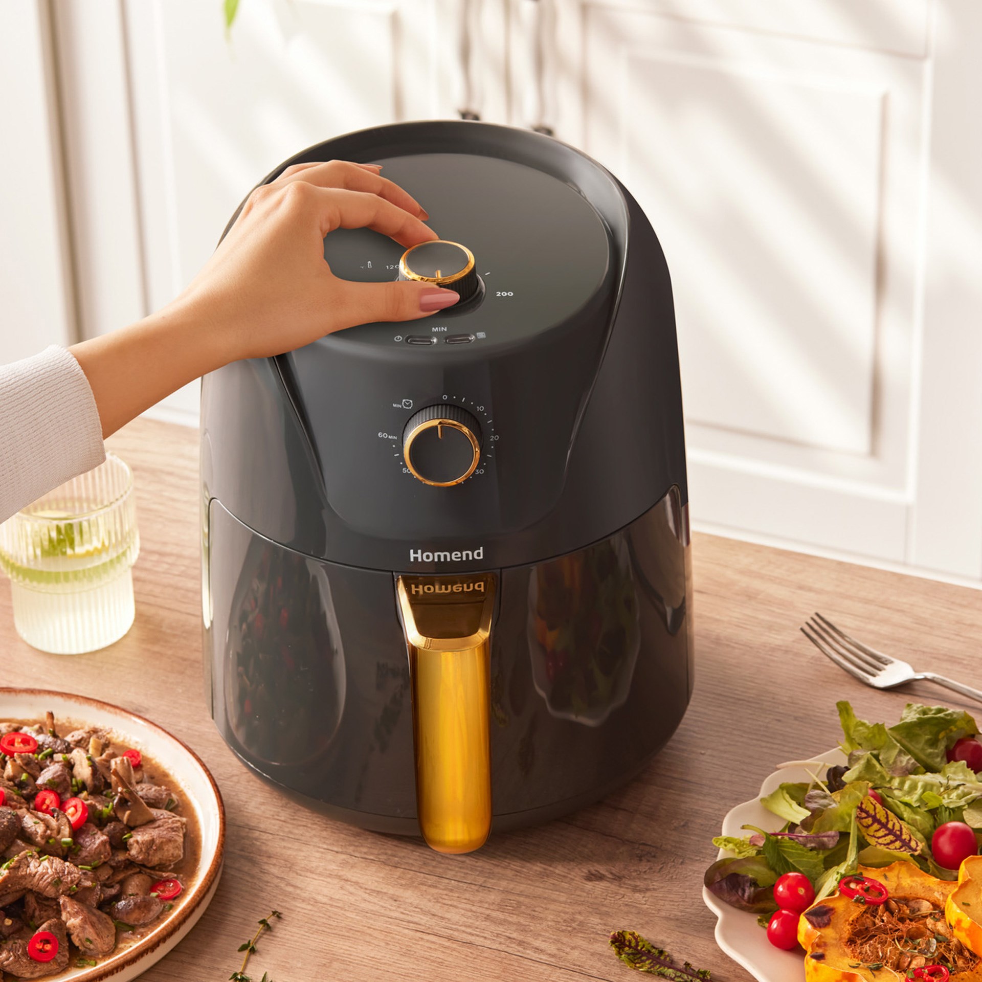 Homend 2505H 8 Farklı Programlı Airfryer Antrasit