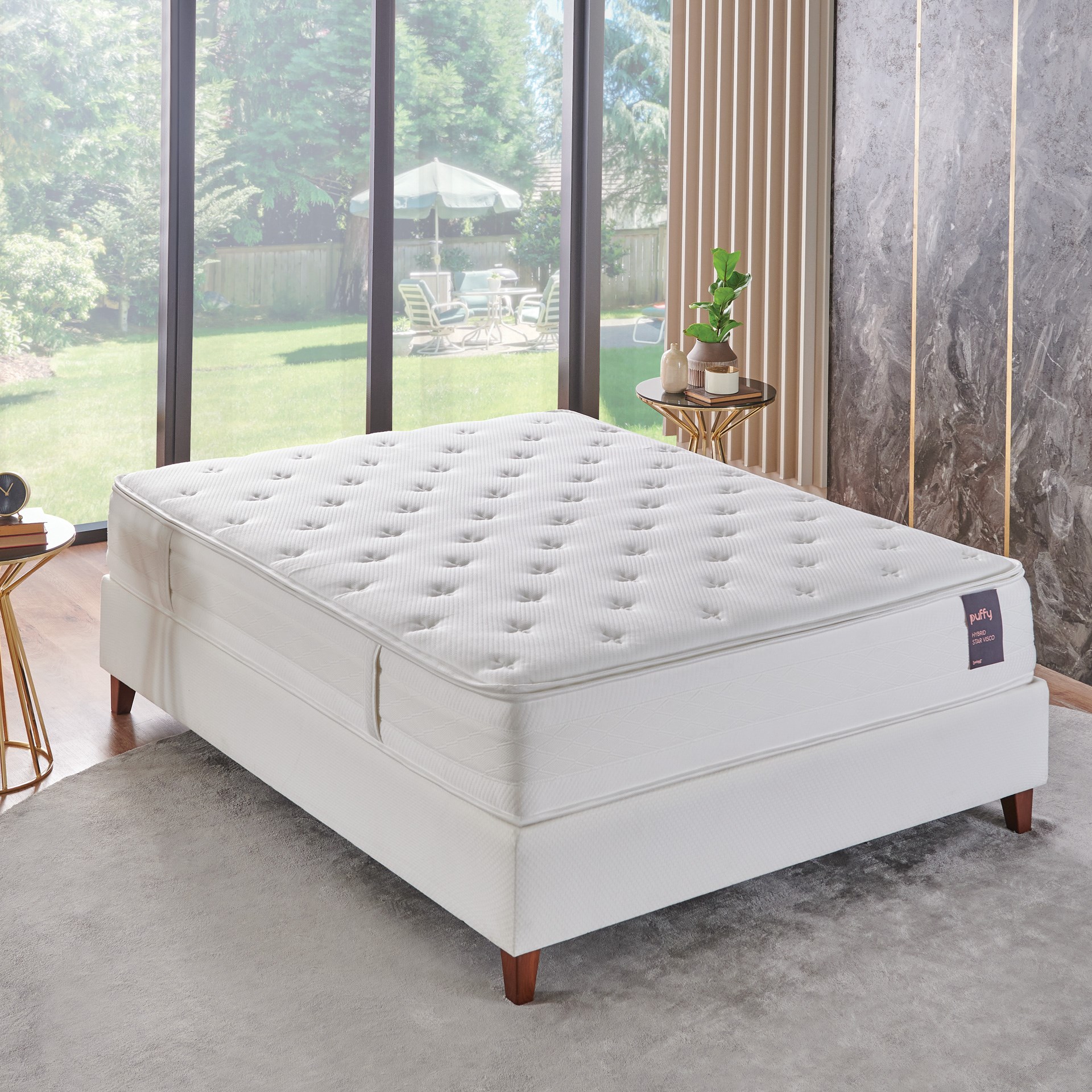 Puffy Hybrid Star Visko 3� lü Baza Seti Ekru 150x200 cm