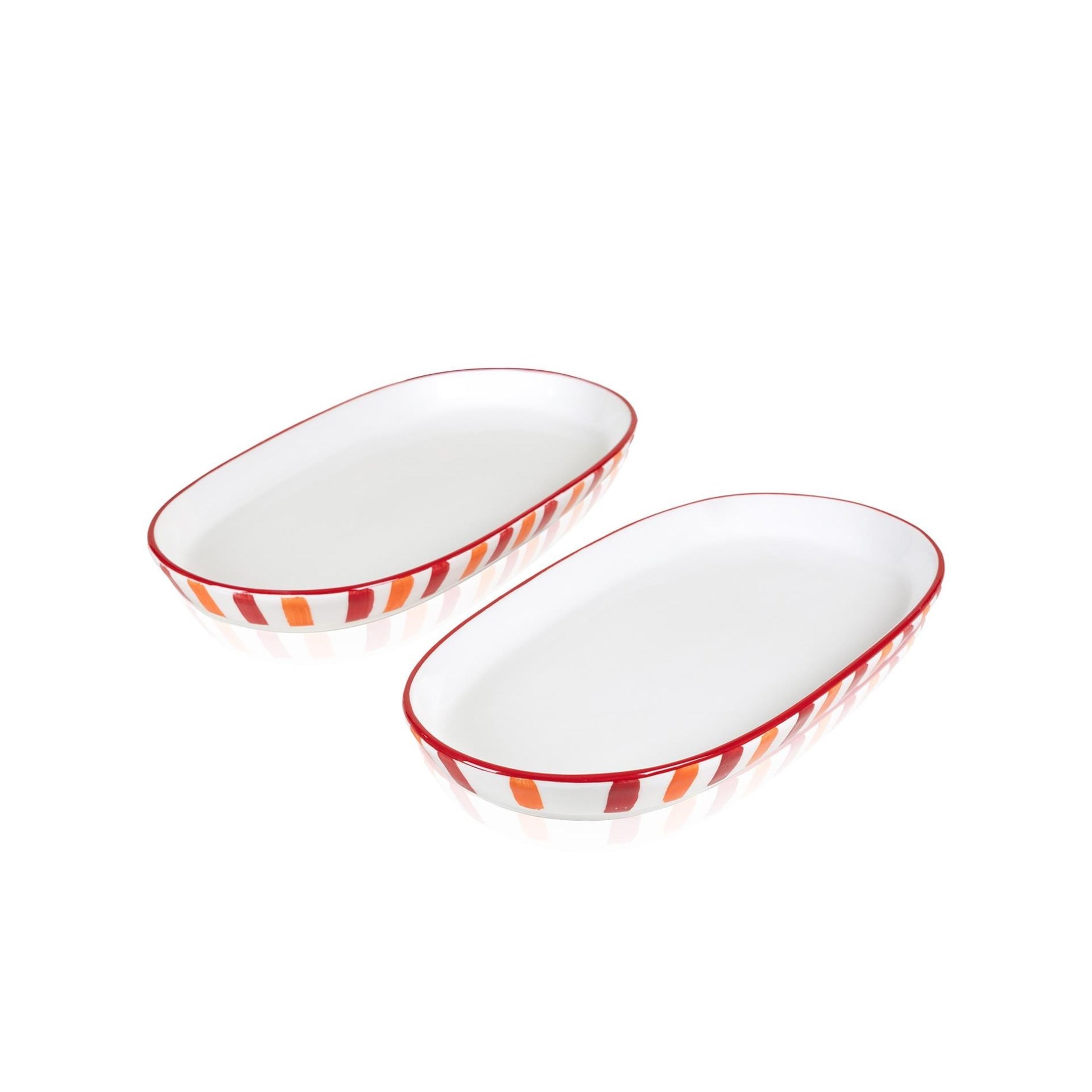 The Mia Joy Oval Servis Tabağı 2li Set Kırmızı