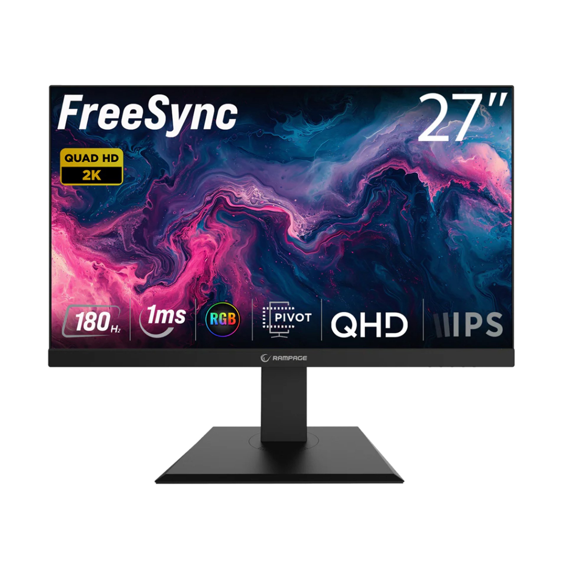 Rampage Miracle MC27RQ180 27" 180Hz 1Ms Fast IPS QHD 2K HDR Freesync Pivot Flat Gaming Monitör (Teşhir Ürünü)