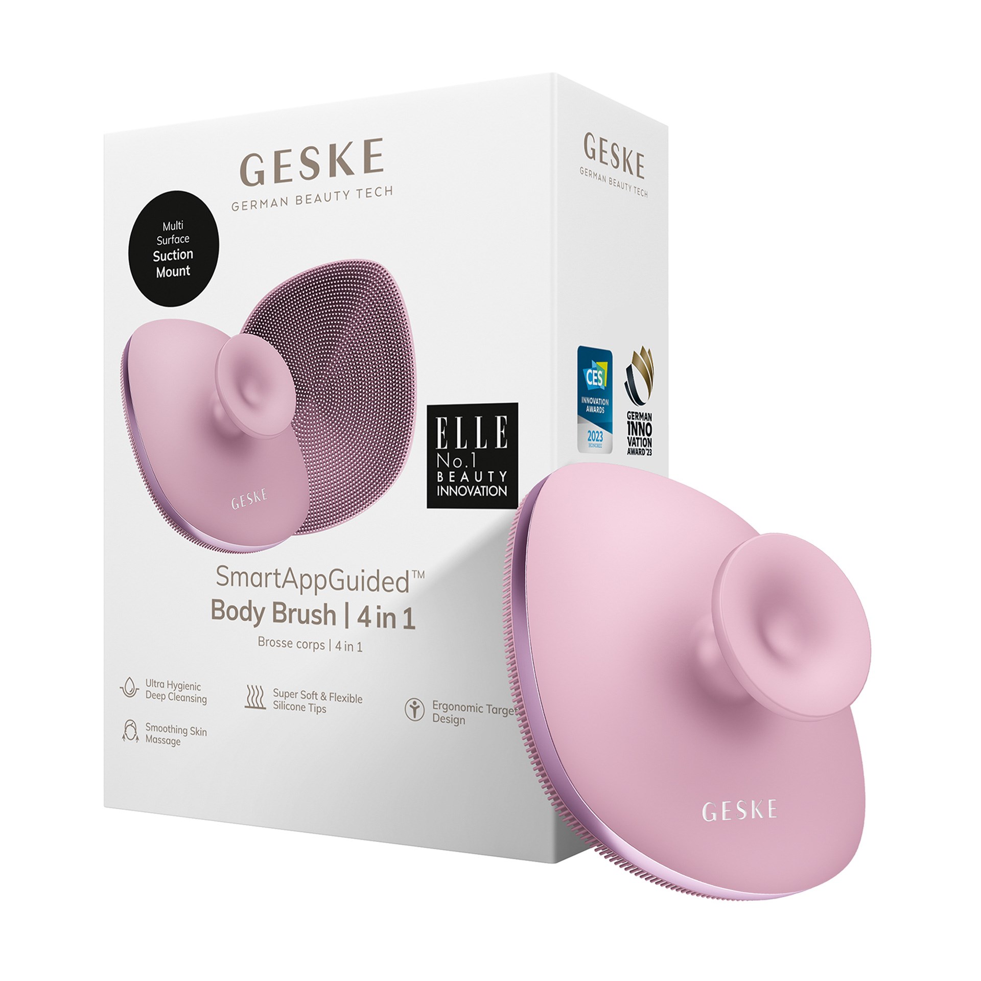 Geske Metal Detaylı Silikonlu Vücut Temizleme Fırçası Pembe