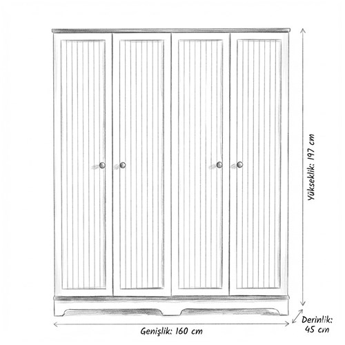 Regno Legno 4 Kapılı Dolap | Evkur