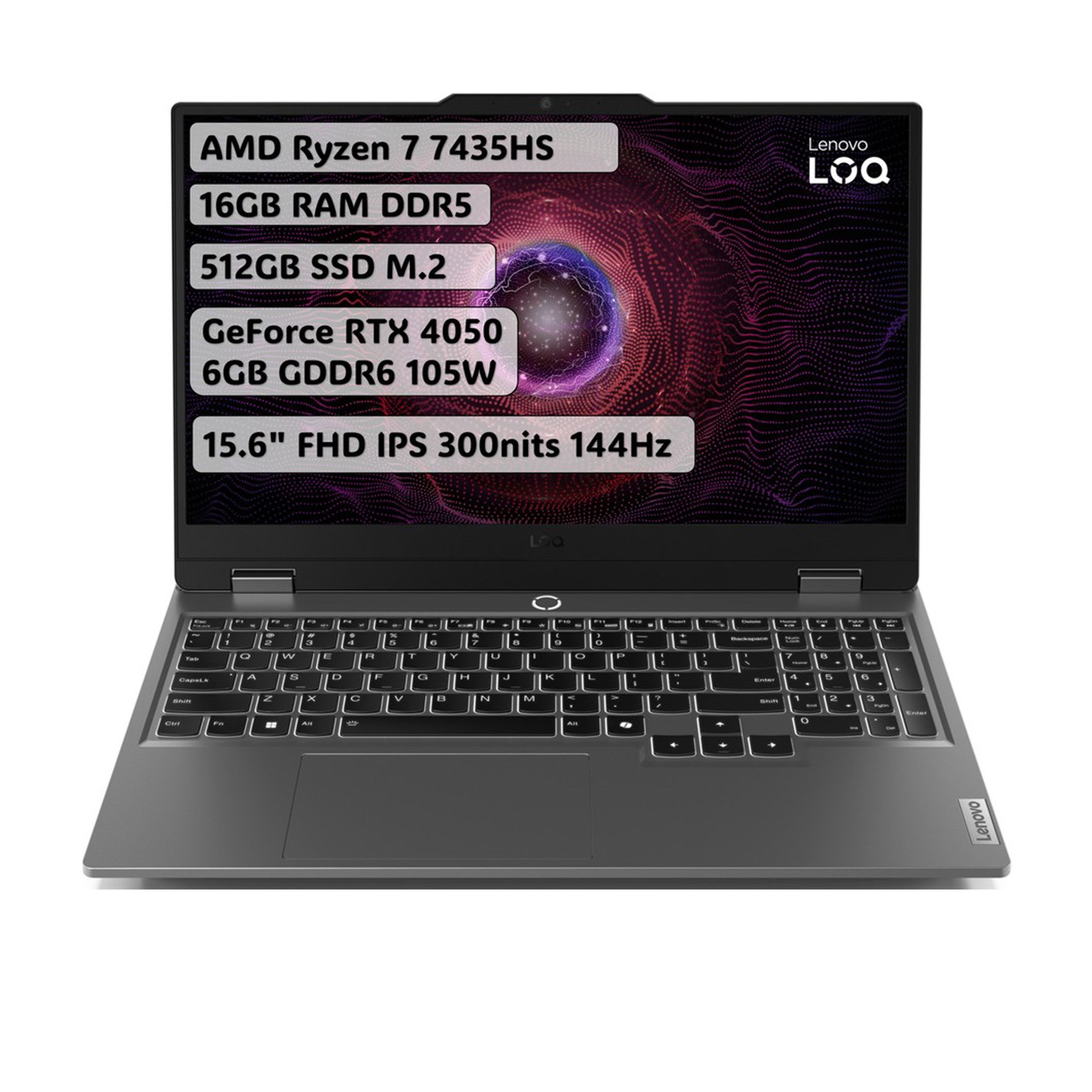 Lenovo LOQ Gaming AMD Ryzen 7 7435HS 16 GB RAM 512 SSD RTX4050 6GB Ekran Kartı 15,6FreeDos