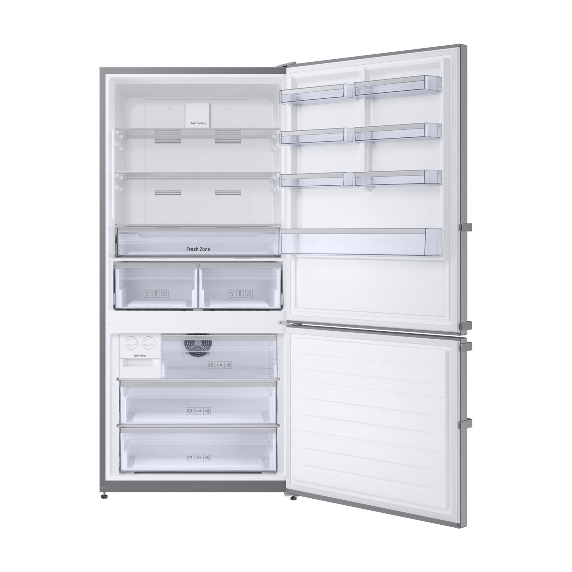 Samsung RB58DS75ESA/TR 580 lt E Sınıfı Altı Derin Donduruculu Twin Cooling Buzdolabı Gümüş