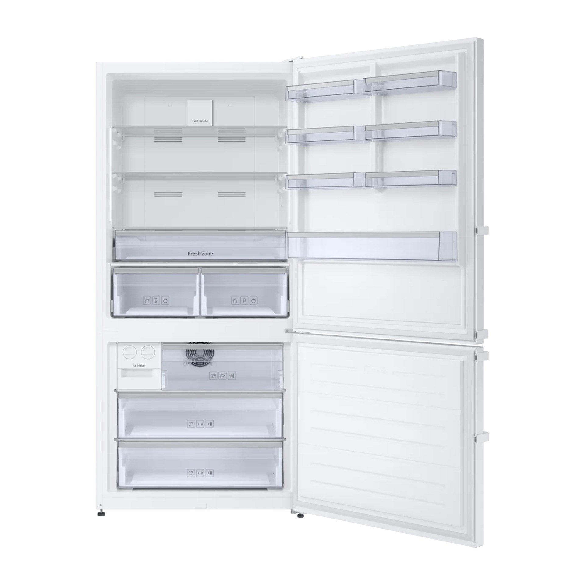 Samsung RB58DS75EWW/TR 580 lt E Sınıfı Altı Derin Donduruculu Twin Cooling Buzdolabı Beyaz