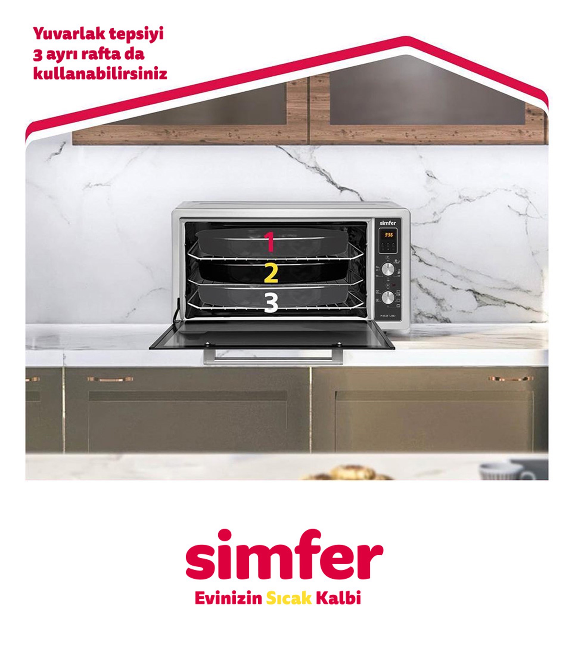 Simfer 4558 45 Lt Turbo Dijital Fırın Beyaz