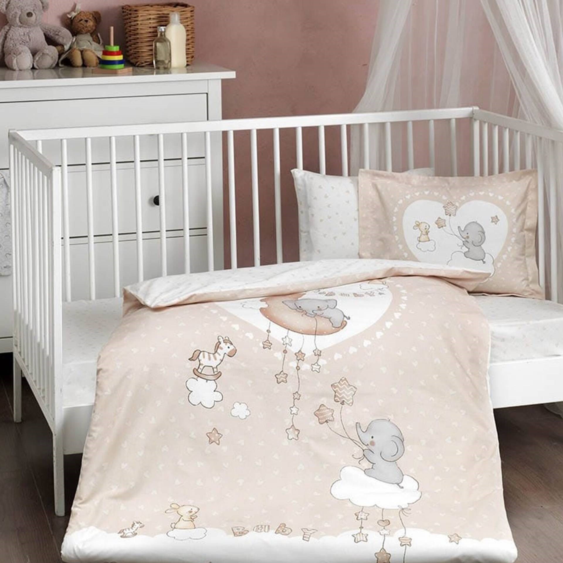 Taç 3764 Ranforce Baby Love Bej Bebek Nevresim Takımı 60253412