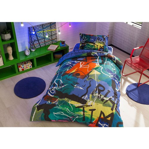 Tac 3519 Ranforce Graffiti Faie Mor Tek Kisilik Nevresim Takimi 60184858