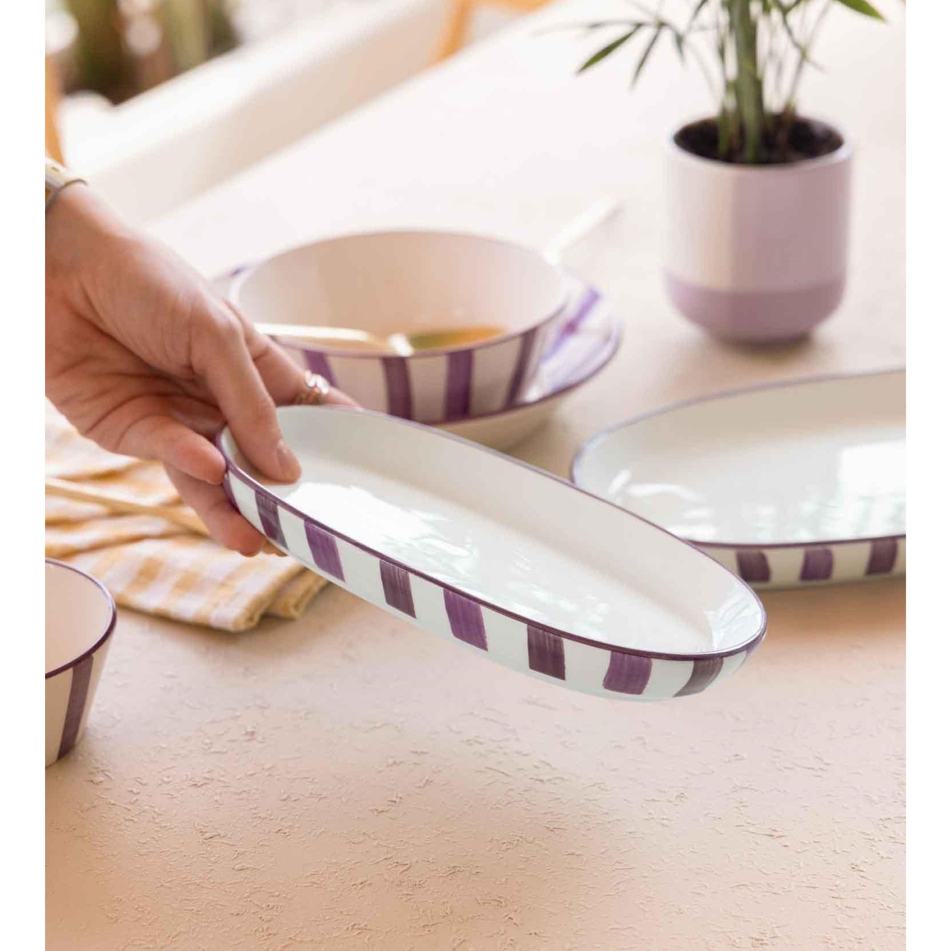 The Mia Joy Oval Servis Tabağı 2li Set Mor