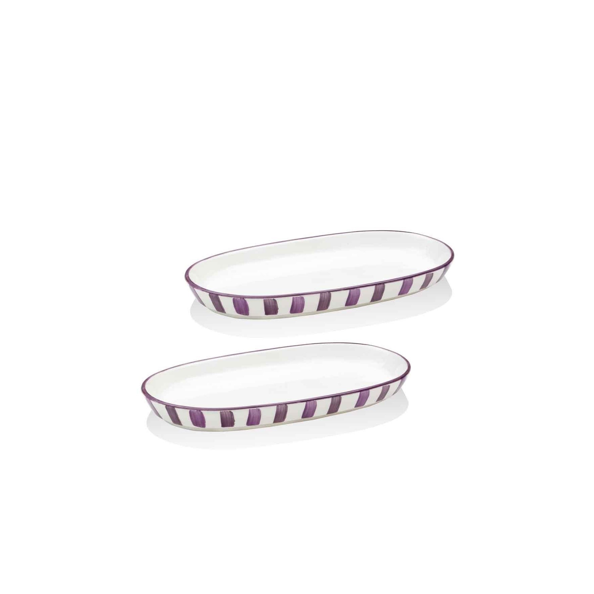 The Mia Joy Oval Servis Tabağı 2li Set Mor