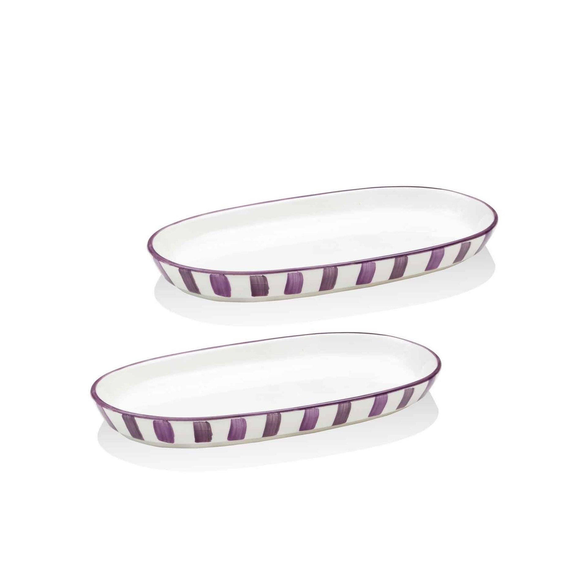The Mia Joy Oval Servis Tabağı 2li Set Mor