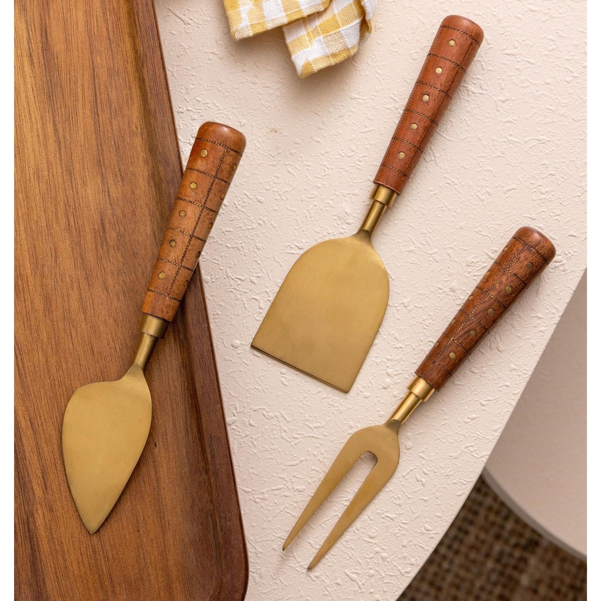The Mia Wood 3 Parça Peynir Servis Takımı