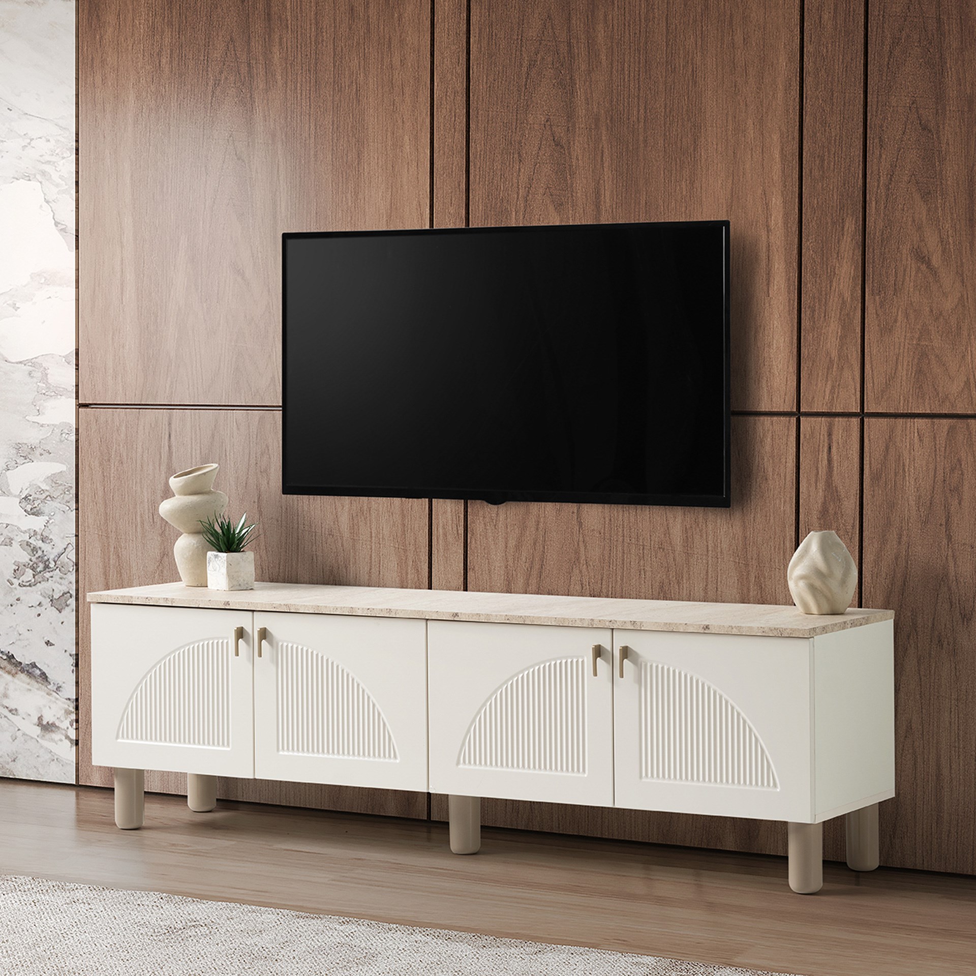 Vega Tv Ünitesi Ekru-Traverten
