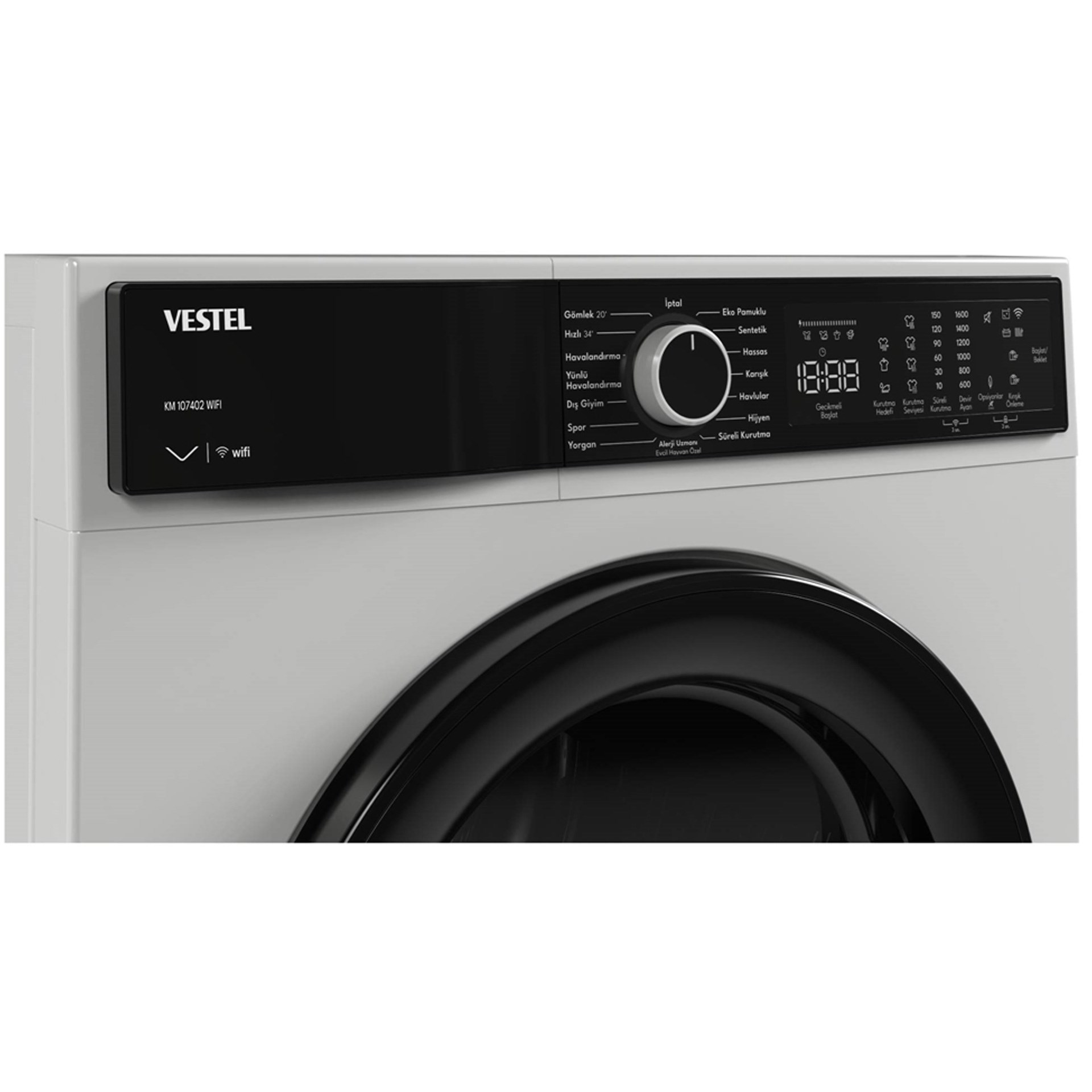 Vestel KM 107402 10 kg Wi-Fi Çamaşır Kurutma Makinesi Beyaz